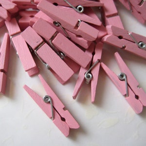 Small Pink Wooden Clothespins for Baby Shower, Birthday Party Favors, Embellishment, Gift Tags, 1.25 inches, 12, 24 or 36 pieces image 1