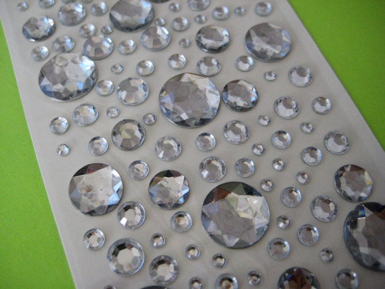 Clear Rhinestones Stickers Self Adhesive Assorted Sizes Round Etsy
