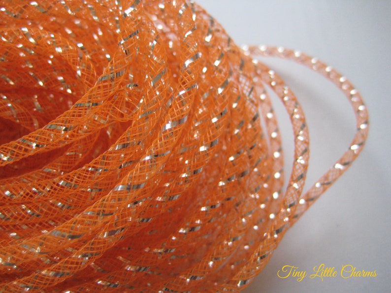 4 mm Orange Mesh Tubing, Nylon Mesh Tubing Ribbon, Mesh Wreathes for Wedding, Baby Shower, Crafting, Embellishment, 10 or 50 yards image 1