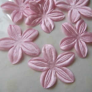 Pink Satin Flowers Appliques, Fabric Flower Petals, Sewing, Party Dresses, Embellishment , 1.75 inches / 4.5 cm, 15 or 30 pieces
