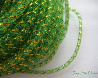 GREEN Mesh Tubing 4 mm, Nylon Mesh Tubing, Mesh Wreathes for Wedding, Baby Shower, Crafting, Embellishment, 10 or 50 yards