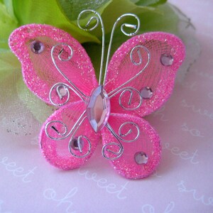 2&quot; Hot Pink Nylon Butterflies for Wedding Decor, Birthday Party, Baby Shower, Sweet 16, Table Scatter, Christening, Baptism, 30 or 50 pieces