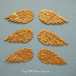 1.5&quot; Small GOLD Angel Wings, GOLD IRIDESCENT, Fairy Wings for Scrapbooking, Crafting, Collage Altered Art, Embellishment, 6 12, 36 pairs