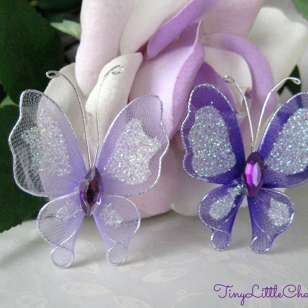 Lavender, Purple Nylon Butterflies for Wedding Accessories, Party Favors, Christening, Embellishments, Crafting, 2 inches, 12 or 30 pieces