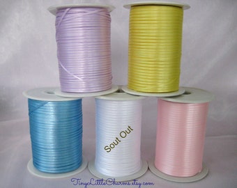 1/16 inch Yellow, Blue, Pink, Lavender Satin Ribbon for Crafting, Tags, Baby Shower, Party Favor, Sewing, 1.6 mm, 10 yards