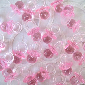 Mini Pink Pacifiers for Baby Shower Games, Favors, Charms, Decorations, 7/8&quot; L x 1/2&quot; W, 24, 36 or 48 pieces