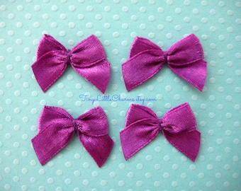 1" Purple Satin Ribbon Bow Appliques for Sewing, Crafting, Doll Shoes, Party Favor Boxes, Invitation Cards,  3/8" Ribbon Wide, 30 pieces