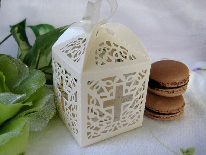 12 Pcs Holy Cross Ivory Favor Boxes for Christening Favors Etsy