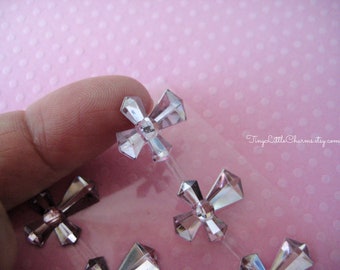 Pink Cross Self Adhesive Rhinestone for Baptism, Christening, First Confirmation, Communion, Religious Embellishments, 60 pieces