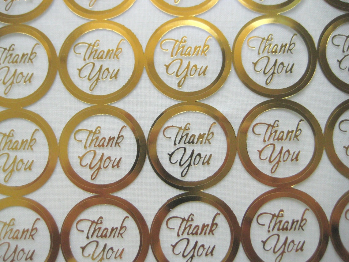 THANK YOU GOLD Print Wedding Round Envelope Seal Stickers, Gold Clear ...