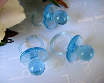 60 BLUE Baby Shower Pacifiers for Baby Shower Games, Necklaces Favors, Napkin Holders, Table Scatters, 2.50" H x 1.50" W