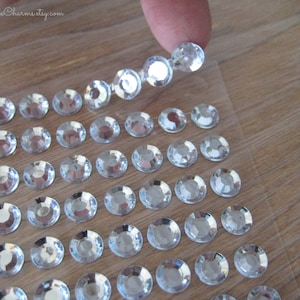 8 mm CLEAR Self Adhesive Rhinestone Bling Strips, Wedding Favor Boxes,  DIY iPhone, Card Making, Embellishments, 120 pieces