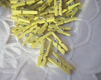 MINI Yellow Wooden Clothespins for Wedding Favors, Scrapbooking, Party Favors, Embellishment, Gift Tags, 1 inch, 30 or 50 pieces