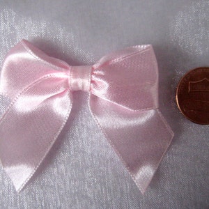 2 Pink Satin Bows for Hair Bows, Sewing, Crafting, Girl Dresses, Doll Booties, Embellishment, 3/4 2 cm Ribbon wide, 10, 30 or 50 pieces image 2
