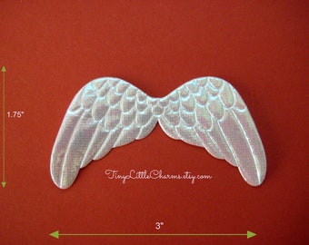 WHITE IRIDESCENT Angel Wings, Fairy Wings for Scrapbooking, Crafting, Collage Altered Art, 3 x 1.75 inches, 6, 12 or 36 pieces