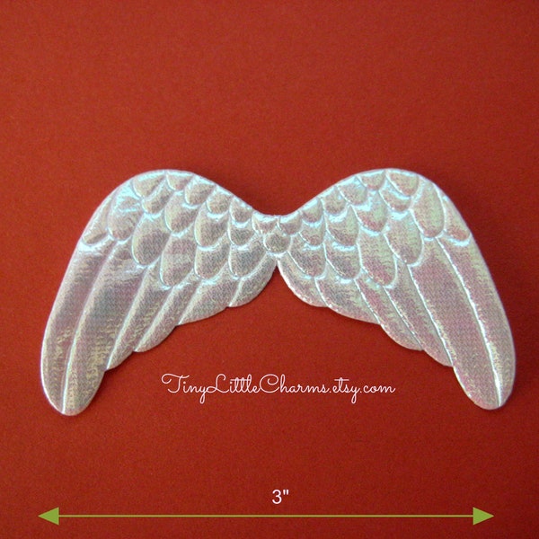 WHITE IRIDESCENT Angel Wings, Fairy Wings for Scrapbooking, Crafting, Collage Altered Art, 3 x 1.75 inches, 6, 12 or 36 pieces