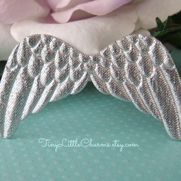 SILVER Angel Wings, Fairy Wings for Scrapbooking, Crafting, Collage Altered Art, 3 x 1.75 inches, 6, 12 or 36 pieces