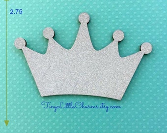 Large Silver Crown Wooden Baby Shower Favors, 4.75 Inches Crown Cut-outs, Party Favors, Royal-Themed Embellishment, Diaper Cake