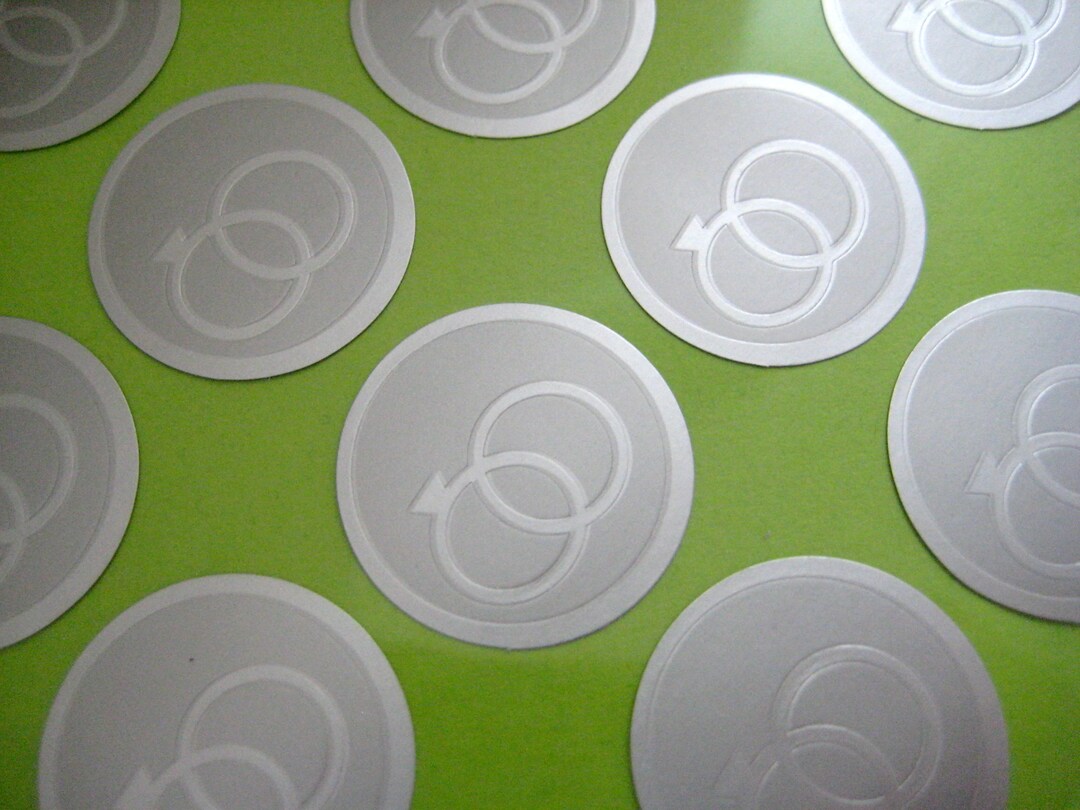 Silver Double RINGS Stickers, Wedding Envelope Round Seal Stickers ...