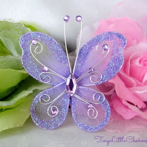 3&quot; Lavender Nylon Butterflies for Wedding Decor, Flower Arrangement, Table Scatters, Baptism Favors, Butterfly Favors, 12 or 30 pieces