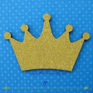Golden Glitter Wooden Crown for Baby Shower, Party Favors, Prince or Princess Party, 3&quot; W x 2&quot; H, 10 OR 19 pieces