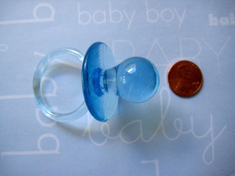 Blue Plastic Pacifier 48 Large BLUE Pacifiers for Baby Shower Games, Necklaces Favors, Napkin ...