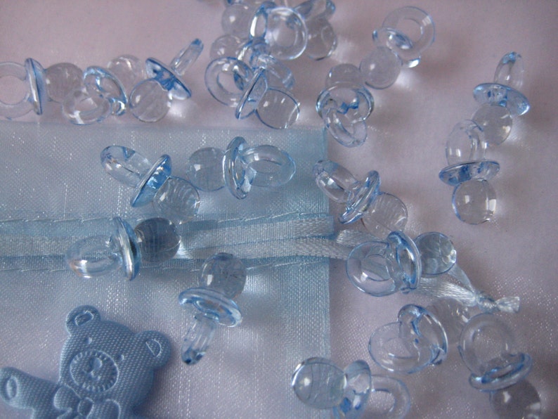 Mini Blue Pacifiers Mini BLUE Pacifiers for Baby Shower Games, Favors, Charms, Decorations ...