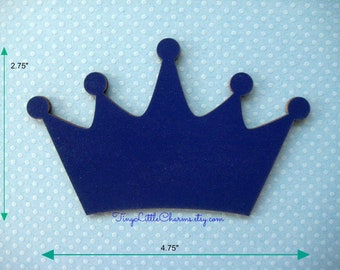 Large Crown Wooden Baby Shower Favors, 4.75 Inches Royal Blue Crown Cut-outs for Baby Shower, Party Favors, Royal-Themed Embellishment