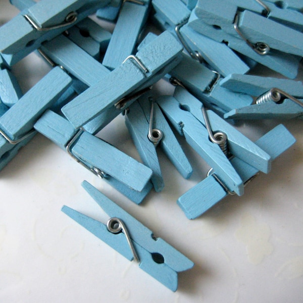1.25" Blue Wooden Clothespins for Baby Shower, Scrapbooking, Party Favors, Embellishment, Gift Tags, 12, 24 or 36 pieces