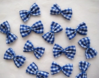 Royal Blue Plaid Bows/Gingham for Sewing, Crafting, Doll's Clothing, Scrapbooking, Embellishment, 1 inch/ 25 mm, 15 or 30 pieces