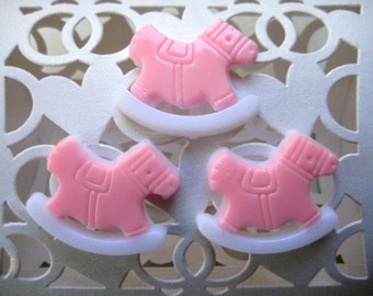 1" Pink Rocking Horse Charms, Baby Shower Favor, Table Scatter, Favor Accents, Crafting, Embellishment, 24, 36, 48, 60 pieces
