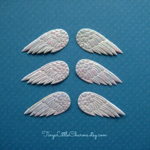 1.5&quot; WHITE IRIDESCENT Angel Wings, Fairy Wings for Scrapbooking, Crafting, Collage Altered Art, Angel Invitations, 6 or 12 pairs