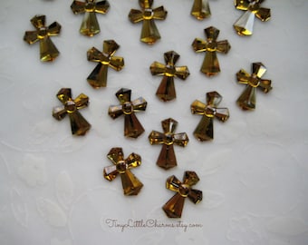 GOLD Cross Acrylic Rhinestones for Baptism, Christening, First Communion, Confirmation,  Religious, 5/8" W, 6/8" H, 100 pieces