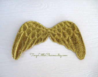 GOLD Angel Wings, Fairy Wings for Scrapbooking, Crafting, Collage Altered Art, 3 x 1.75 inches, 6, 12, or 36 pieces