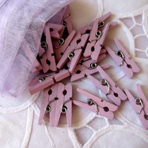 MINI Lavender Wooden Clothespins for Wedding Favors, Scrapbooking, Party Favors, Embellishment, Gift Tags, 30 or 50 pieces