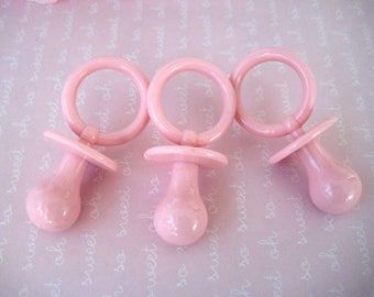 Pink Baby Shower Pacifiers for Baby Shower Games, Necklaces Favors, Napkin Ring Holders, Table Scatters, 3" H x 1.50" W, 12 pieces