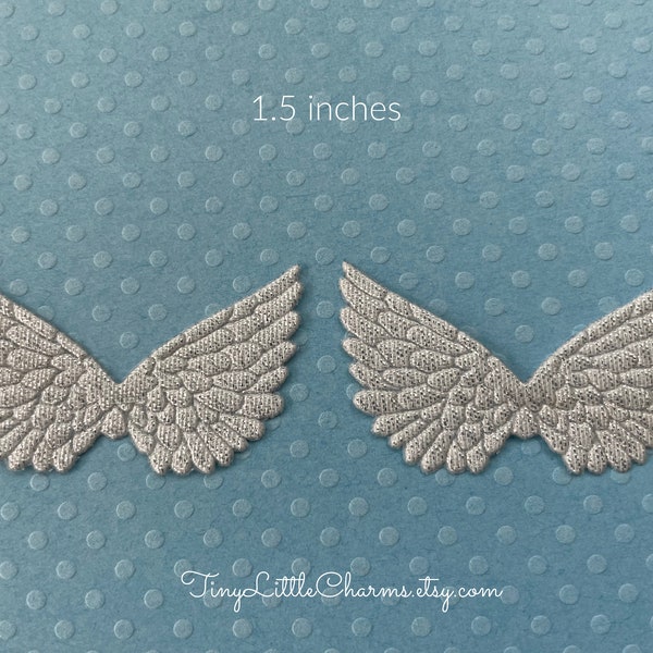 Small SILVER Angel Wings, Fairy Wings for Scrapbooking, Crafting, Collage Altered Art, Angel Invitations, 1.5", 12, 36, 60 or 100 pieces