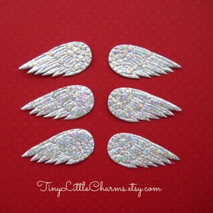 1.5&quot; Small SILVER IRIDESCENT Angel Wings, Fairy Wings for Scrapbooking, Crafting, Collage Altered Art, Angel Invitations, 6, 12, 36 sets
