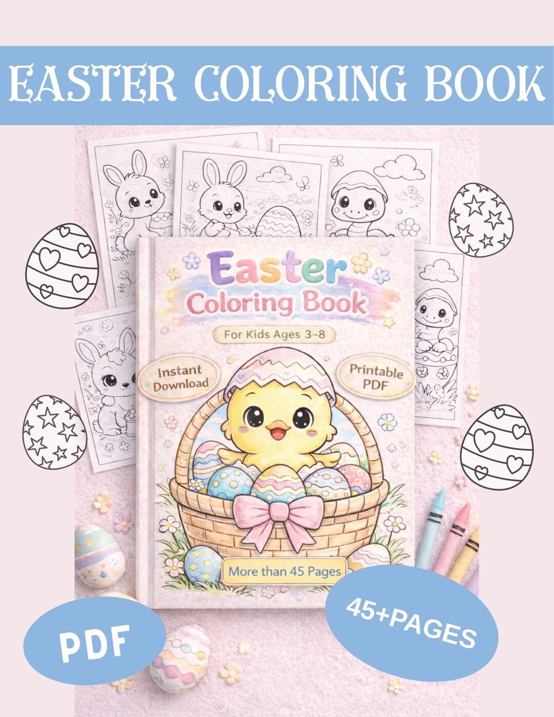 Easter Coloring Pages Bundle for Kids 45+ Pages | Free Screen Home ...