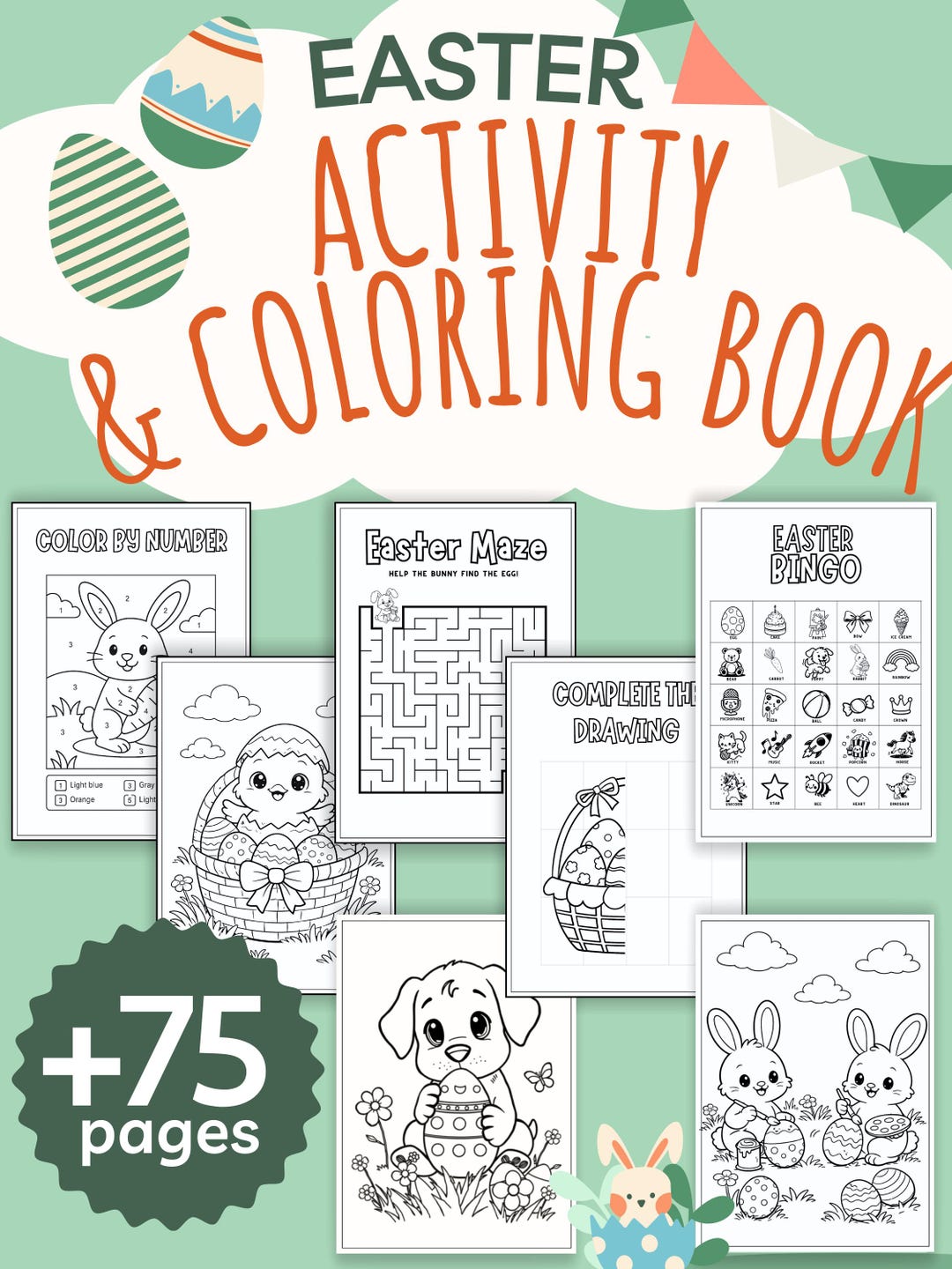 Easter Activity Pack Printable for Kids 75+ Page – Easter Activity Book ...