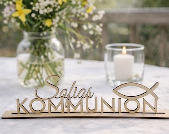 Décorations de table en bois pour la Première Communion – personnalisées ou avec inscription