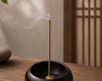 Porta incenso, ebano o palissandro, bruciatore di incenso minimalista e zen, decorazione per la meditazione, regalo benessere, spiritualità, bruciatore