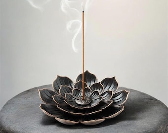 Lotus Flower Incense Burner, Vintage Holder Metal, Zen Incense Stick Holder, Spiritual Home Decor, 6 cm, meditation, yoga