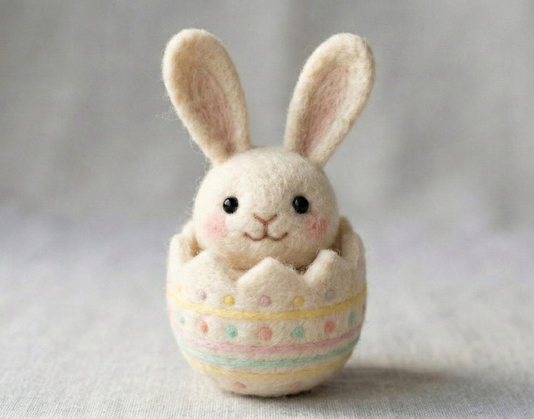Needle Felt Bunny in Egg Ornament | Handmade Wool Spring Decor - Etsy UK