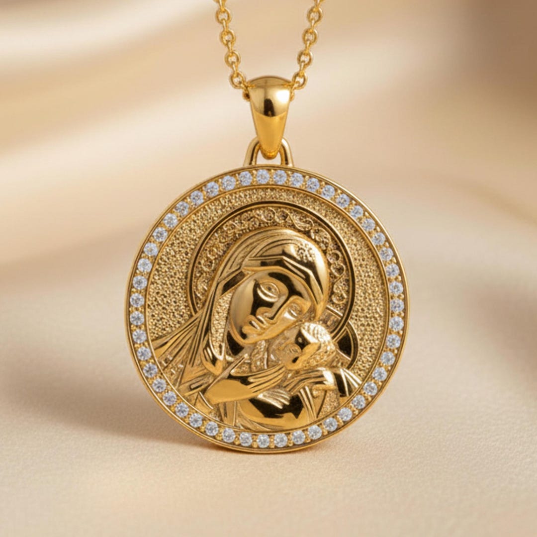 Virgin Mary Pendant 925 Sterling Silver 14K Gold Vermeil Madonna and ...