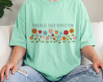 Comfort Colors® Progress Over Perfection Shirt, Inspirational Teacher Shirt, Back to School, Teacher Team Shirts, Teacher Appreciation Gift