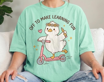Comfort Colors® Off To Make Learning Fun Goose Shirt | Teacher Goose Tee | Comfort Colors Teacher Shirt | Cute Back To School Graphic Tee