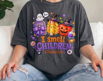 Comfort Colors® I Smell Children Teacher Shirt, Halloween Teacher Tee, Spooky Teacher Shirt, Teacher Life Shirt, Witchy Teacher Gift