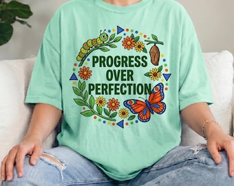 Comfort Colors®  Cute Teacher Shirt, Progress Over Perfection, Back to School Shirt, Elementary School Teacher Shirt