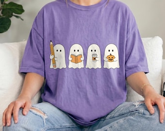 Comfort Colors® Halloween Teacher Shirt, Cute Ghost Teacher Tee, Spooky Teacher Shirt, Ghost School Shirt, Fall Teacher Gift